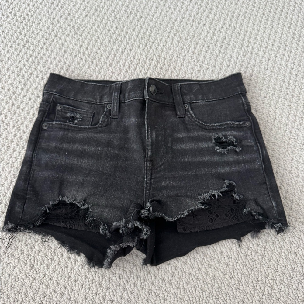 American Eagle Black Distressed Jean Shorts